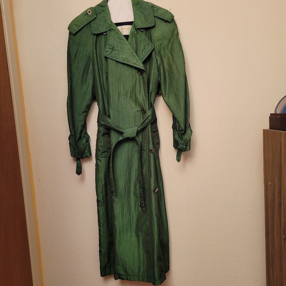 Green full length raincoat